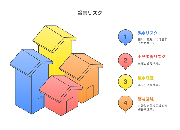 宇都宮の災害リスク要因を解説した図解画像（宇都宮市）