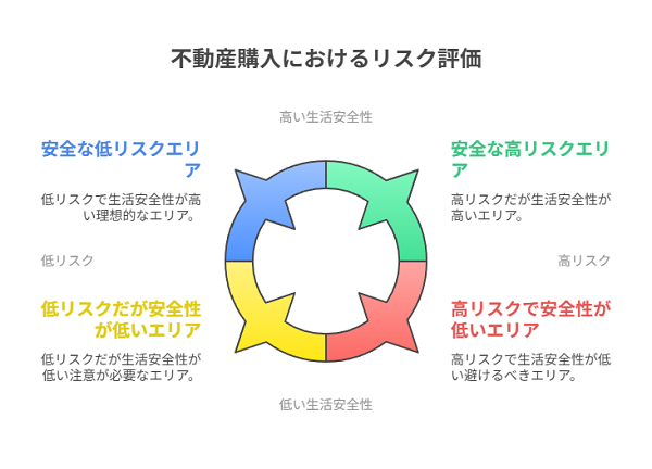 宇都宮の不動産購入時の災害リスク評価を解説した図解画像