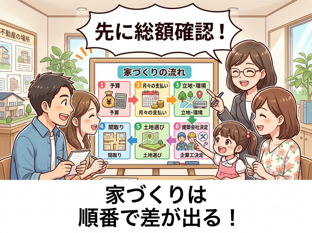 新築戸建ての計画順序を整理するイメージ