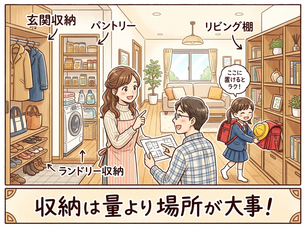 新築戸建ての収納計画を考えるイメージ