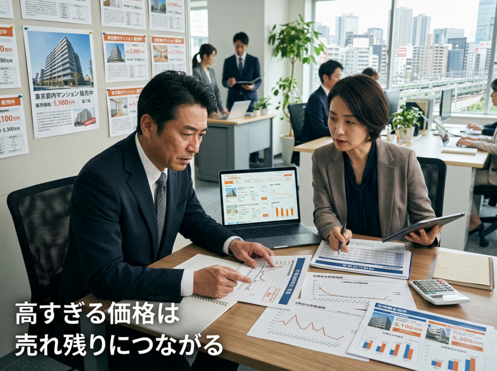 高すぎる売り出し価格で売れ残るマンション売却のイメージ