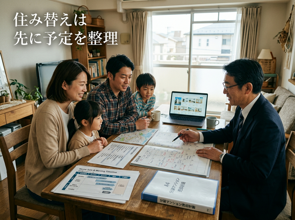 住み替えとマンション売却のスケジュールを考えるイメージ