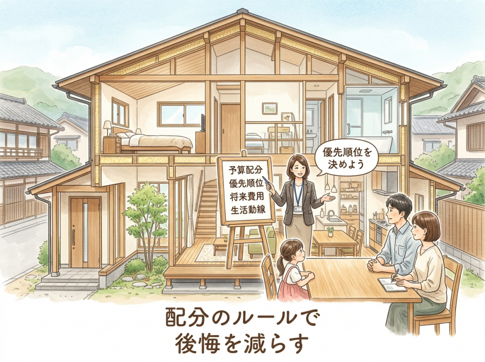 新築戸建ての総額から土地予算を逆算するイメージ