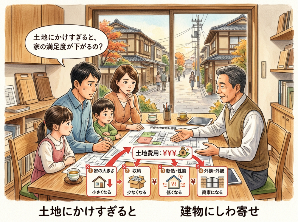 京都の土地条件と建築費の関係を考えるイメージ
