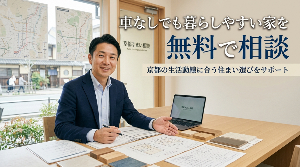 京都で子育て世帯とシニア世帯が車なし生活を考えるイメージ