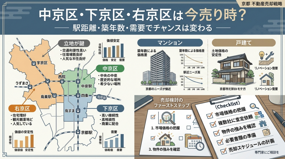 中京区下京区右京区の不動産売却チャンスを確認するイメージ