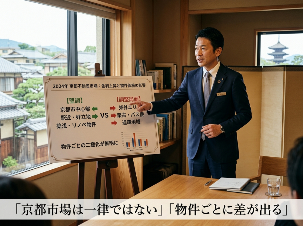 金利上昇局面における京都不動産の全体像をイメージする画像