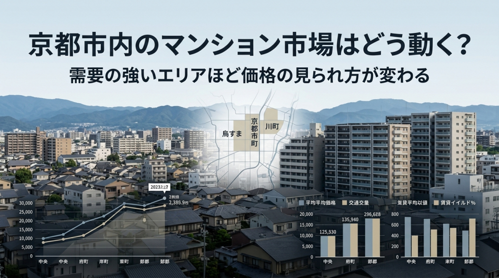 京都市内のマンション売却市場を確認するイメージ