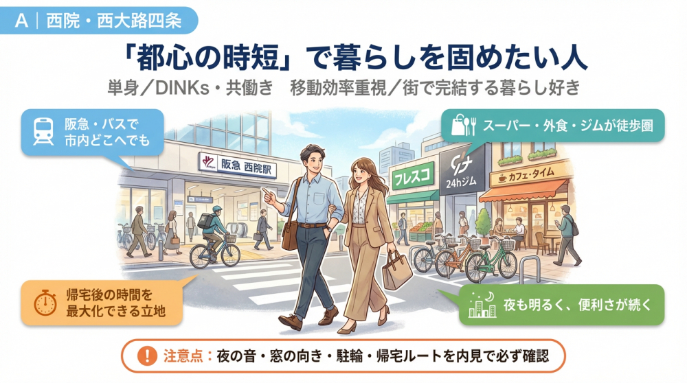 西院・西大路四条の町並みイメージ