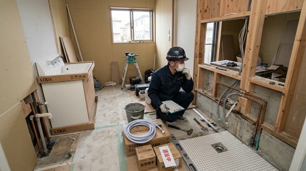 ユニットバスやキッチンのリフォーム遅延をイメージする画像