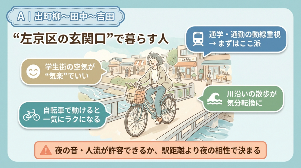 出町柳〜田中〜吉田の町並みイメージ