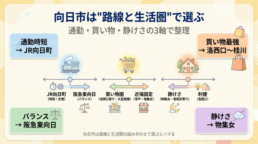 向日市は路線と生活圏で選ぶ（通勤・買い物・静けさ）