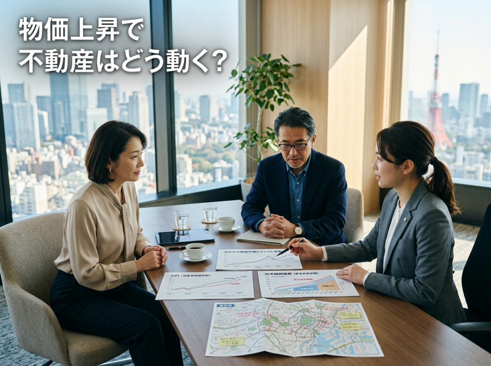 物価上昇と不動産価格の関係を考えるイメージ