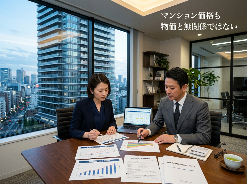 マンション価格と物価上昇の関係を考えるイメージ