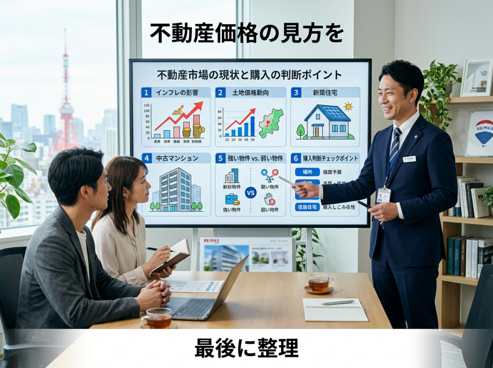 物価上昇と不動産価格の見方一覧イメージ