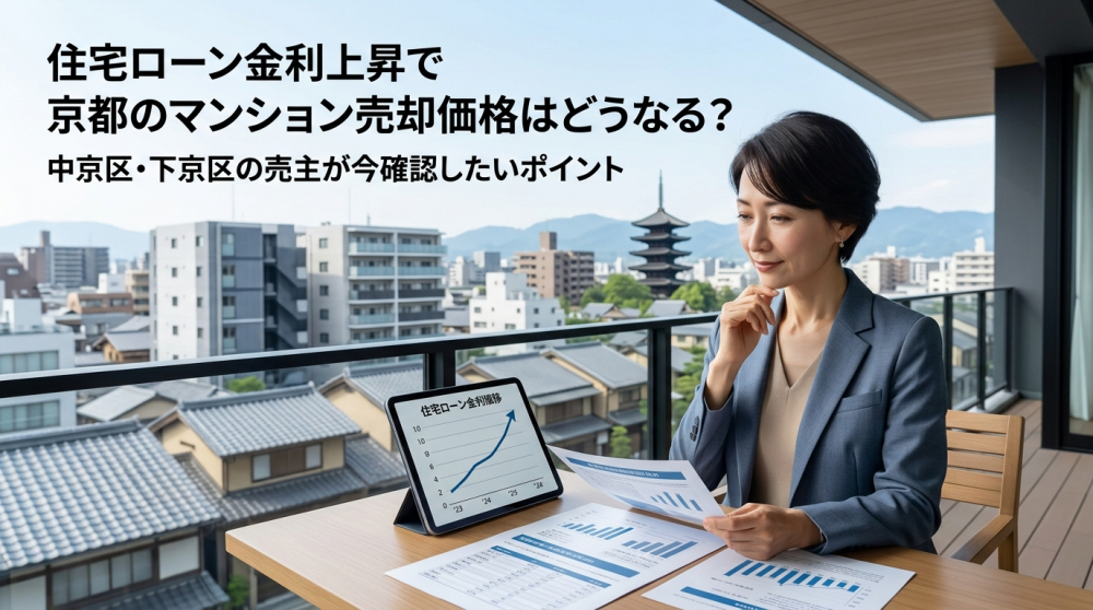 住宅ローン金利上昇と京都のマンション売却価格を考えるイメージ
