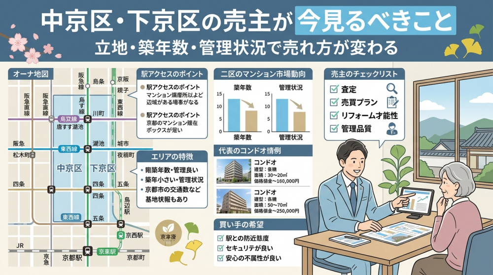 中京区下京区のマンション売却査定を確認するイメージ