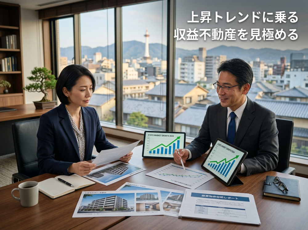 収益不動産の上昇トレンドをイメージするメインビジュアル