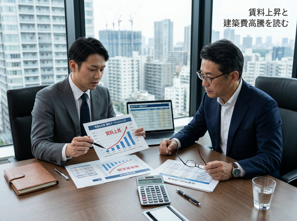賃料上昇や建築費高騰を背景に投資判断を考えるイメージ