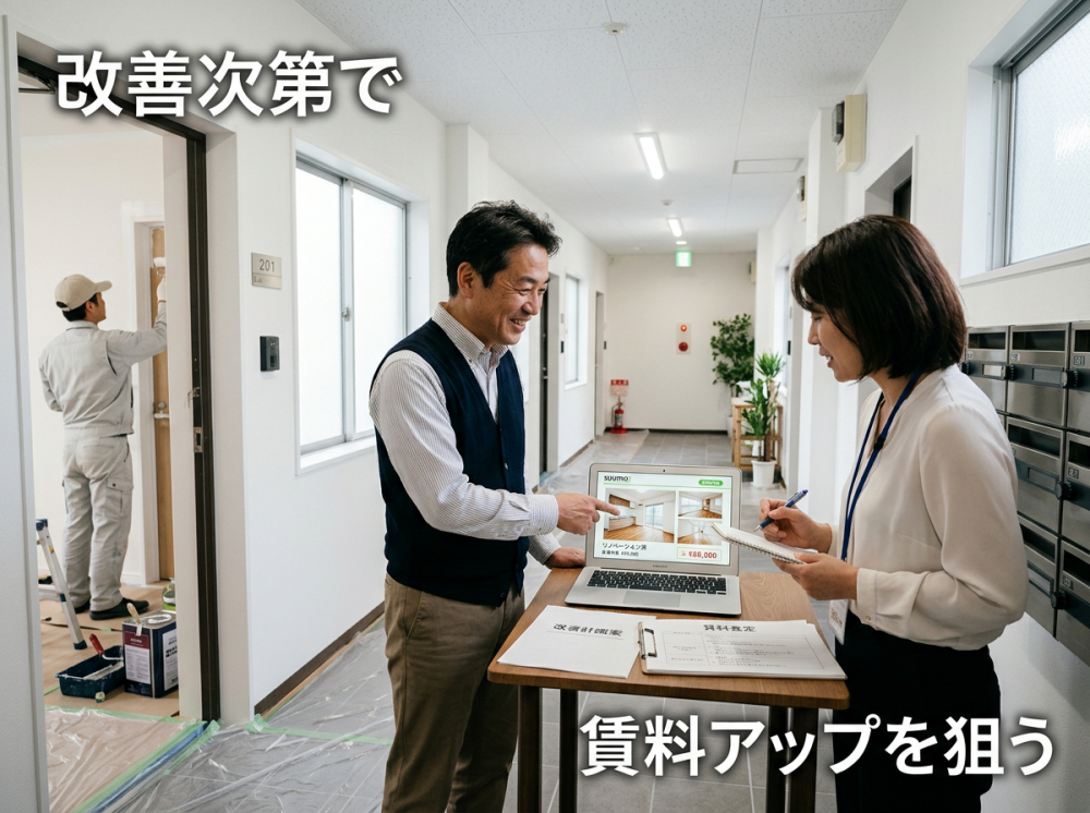 リフォームや募集改善で賃料アップを狙う物件のイメージ