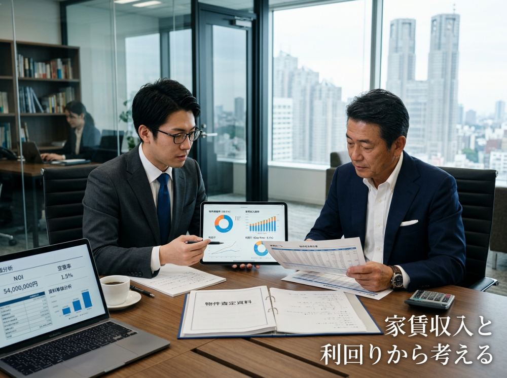 収益還元法で賃料収入と利回りから価格を考えるイメージ