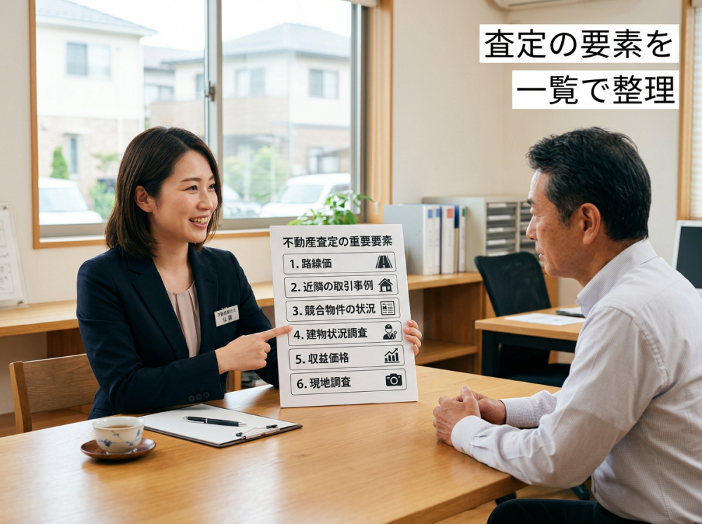 不動産査定で見ている要素を一覧化したイメージ