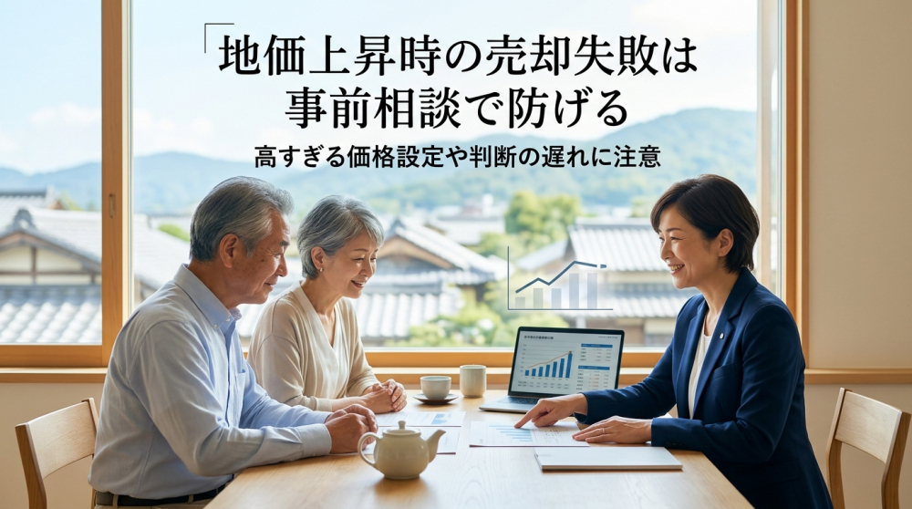 地価上昇時の不動産売却失敗を避ける相談イメージ
