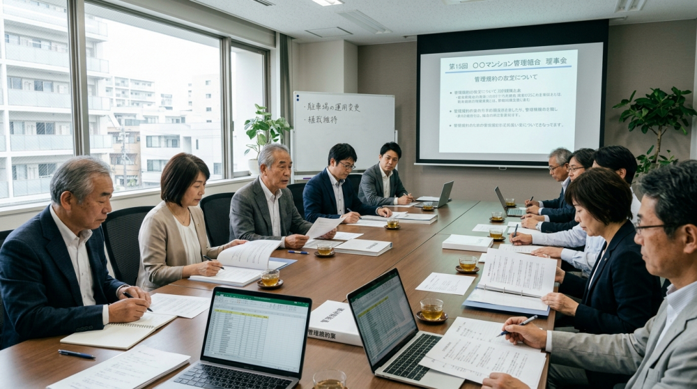 マンション管理組合の会議をイメージする画像
