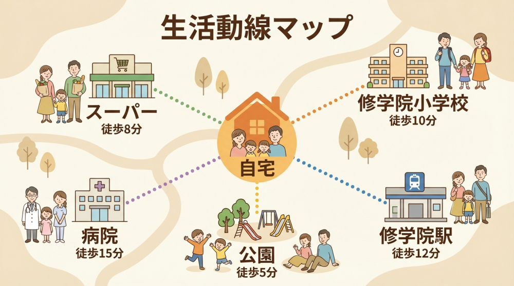 共働き家庭の生活動線イメージ