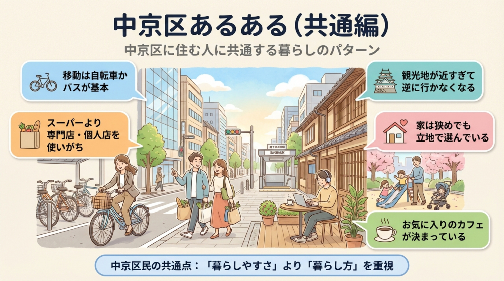 中京区あるある（通り一本で変わる生活感）