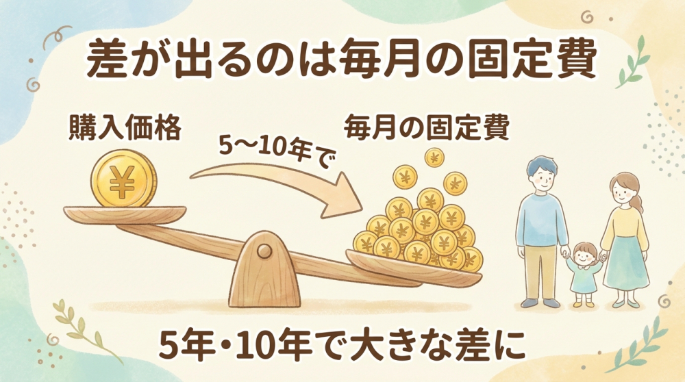 購入価格よりも住んでからの固定費で差が出るイメージ