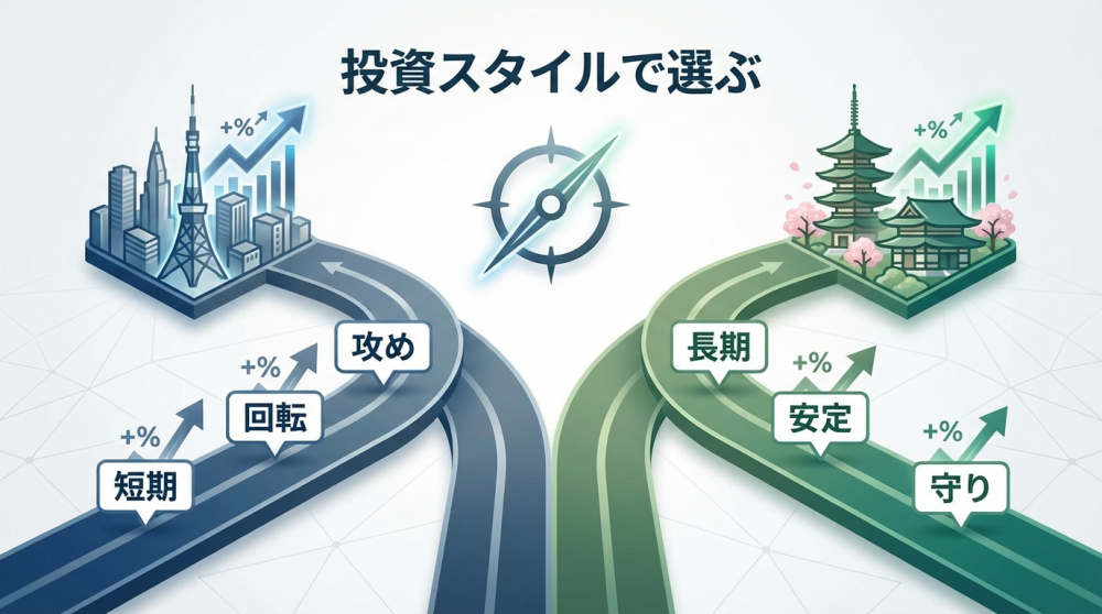 東京と京都の投資選択イメージ