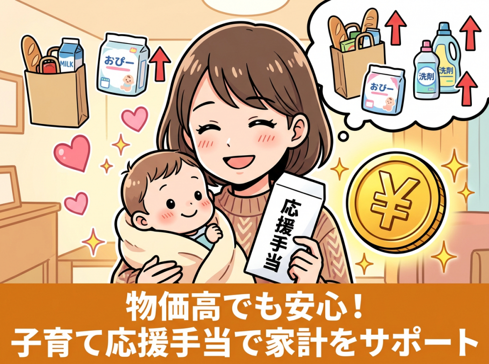 京都市の子育て世帯向け給付金で家計を支えるイメージ