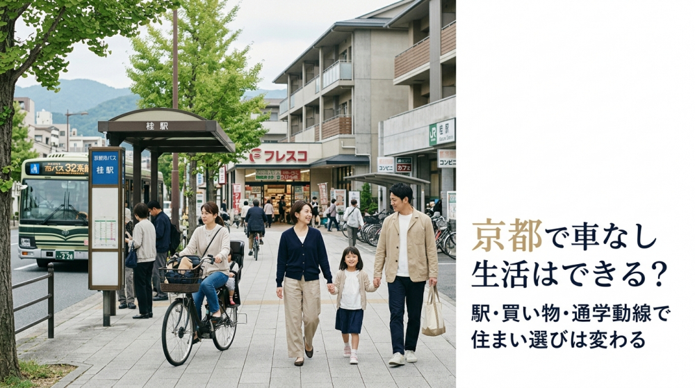 京都で車なし生活を考える家族のイメージ