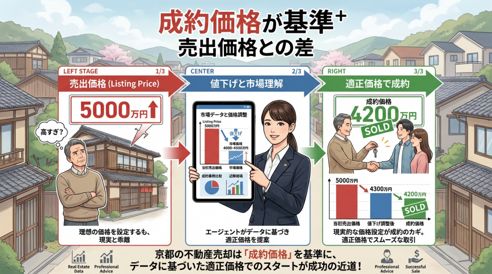 京都の家が売れない理由：売出価格ではなく成約価格が基準