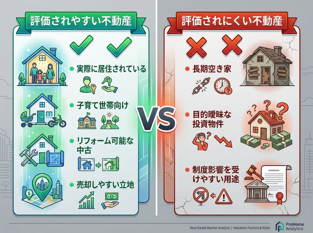 評価される不動産の比較インフォグラフィック