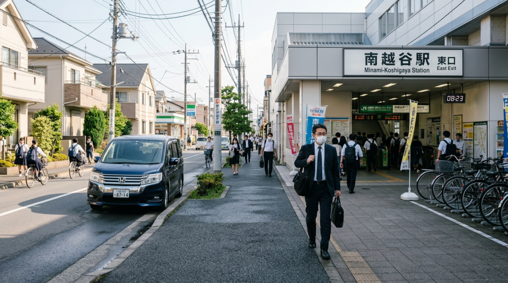 駅近と車移動中心の暮らしの違いをイメージした画像