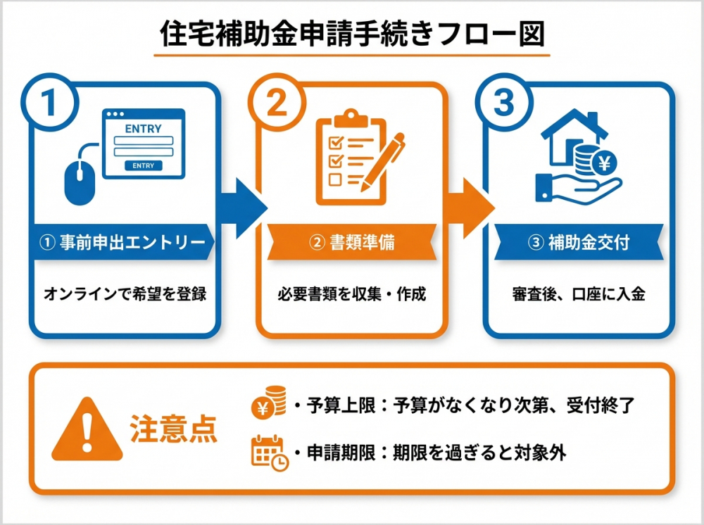 住宅補助金申請手続きフロー図
