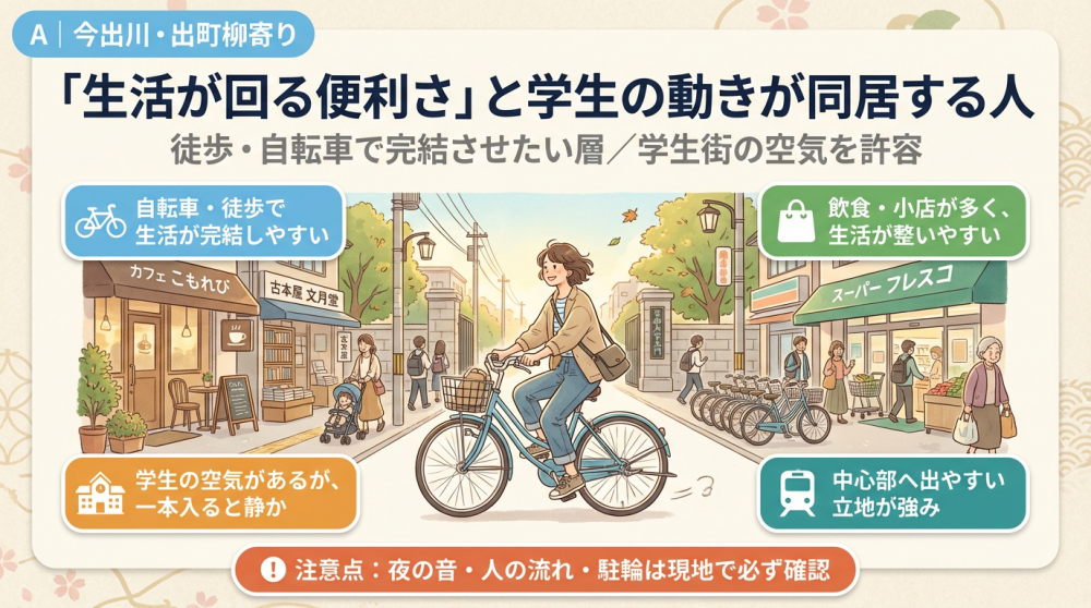 今出川・出町柳寄りの町並みイメージ