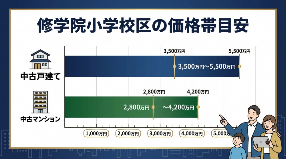 修学院周辺の価格帯イメージ