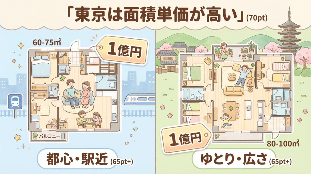 東京の面積単価が高いイメージ
