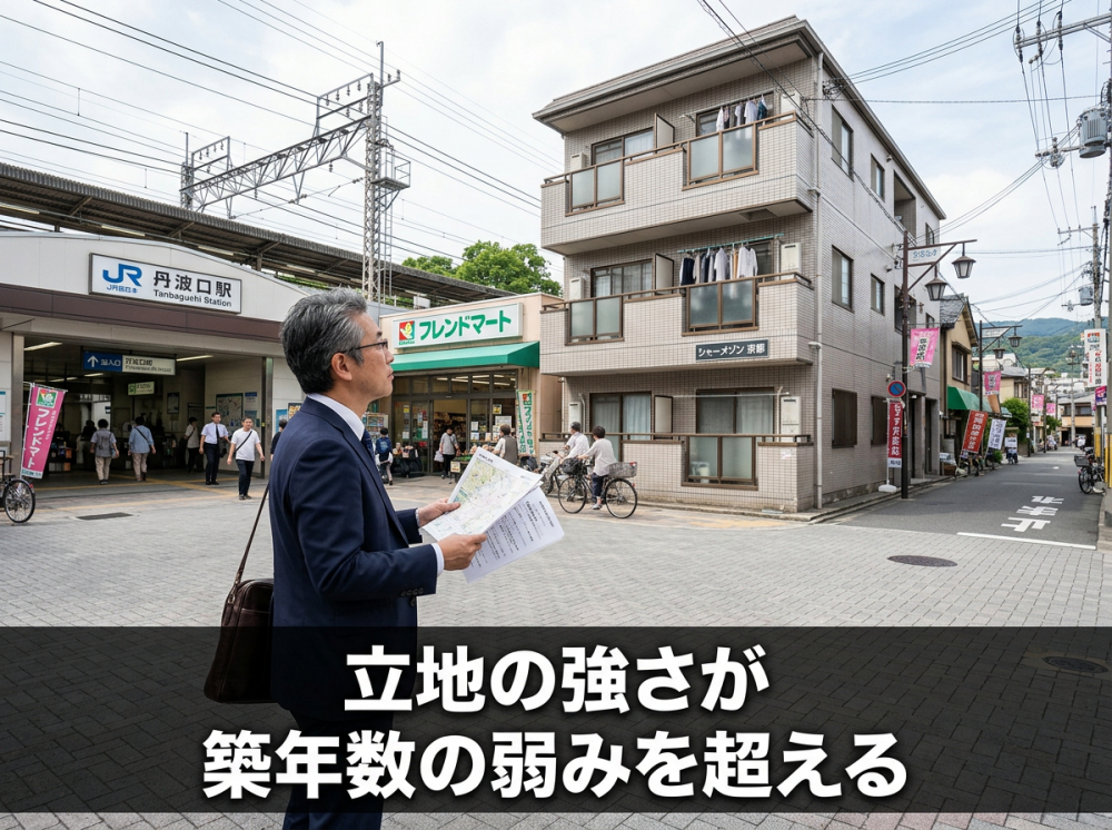 京都の駅徒歩圏にある一棟アパート立地をイメージした写真
