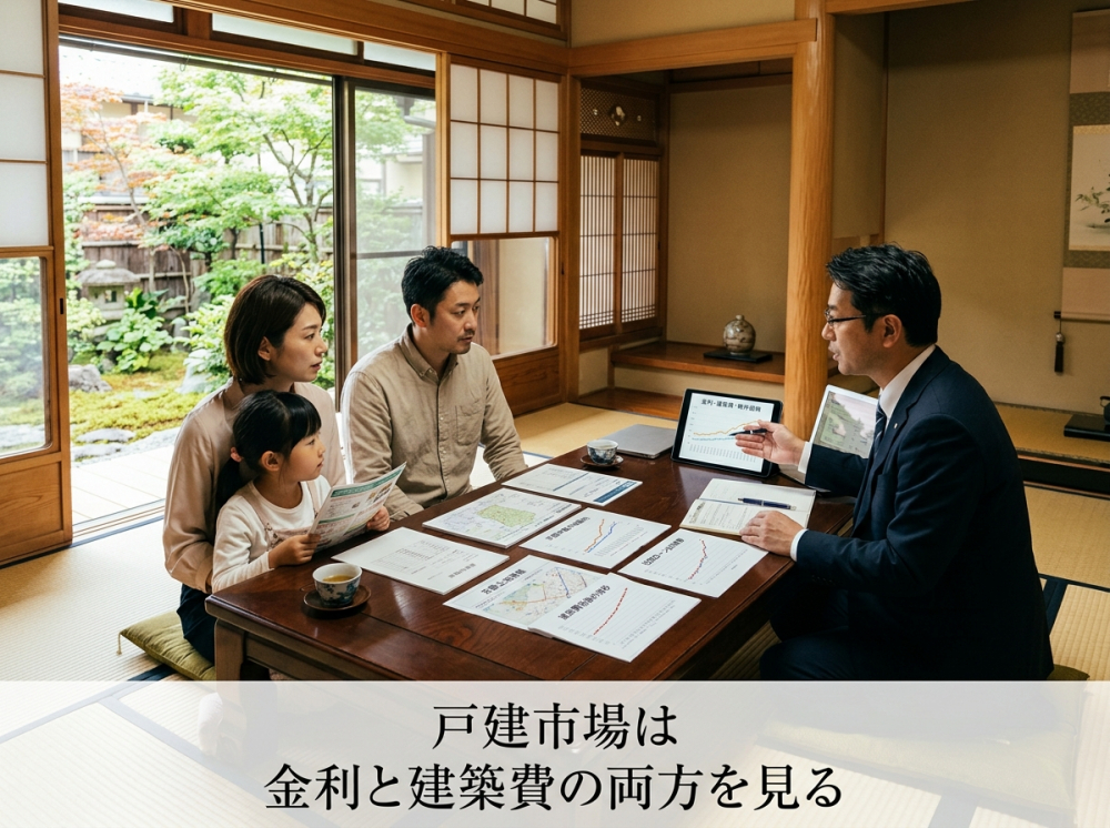 京都の戸建市場と金利上昇の関係をイメージする画像