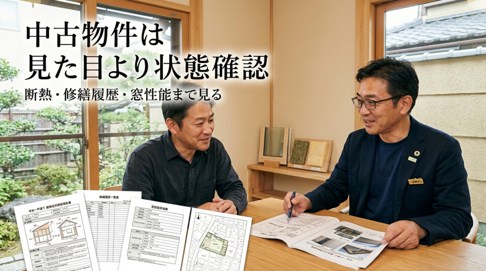 中古戸建と中古マンションの断熱や修繕状態を確認するイメージ