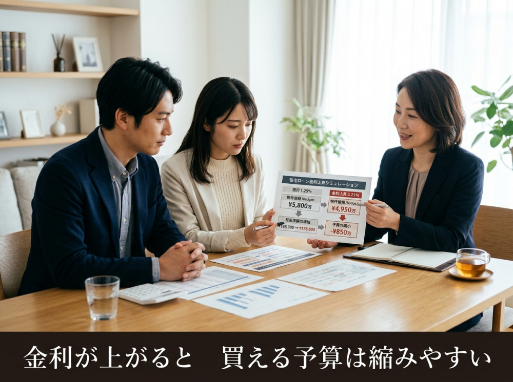 金利上昇で買主の予算が下がるイメージ画像