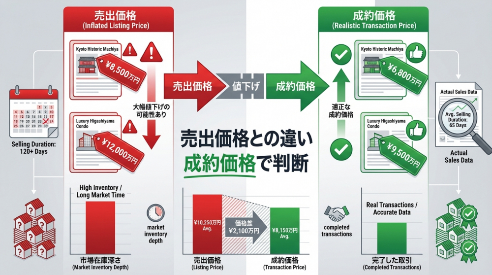 京都不動産の相場は成約価格で判断（売出価格との違い）