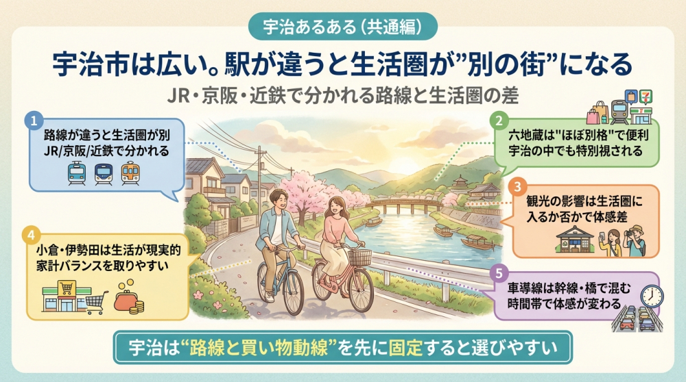 宇治あるある（路線と生活圏の差）