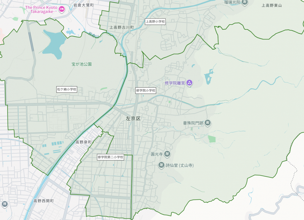 修学院小学校区の範囲イメージ