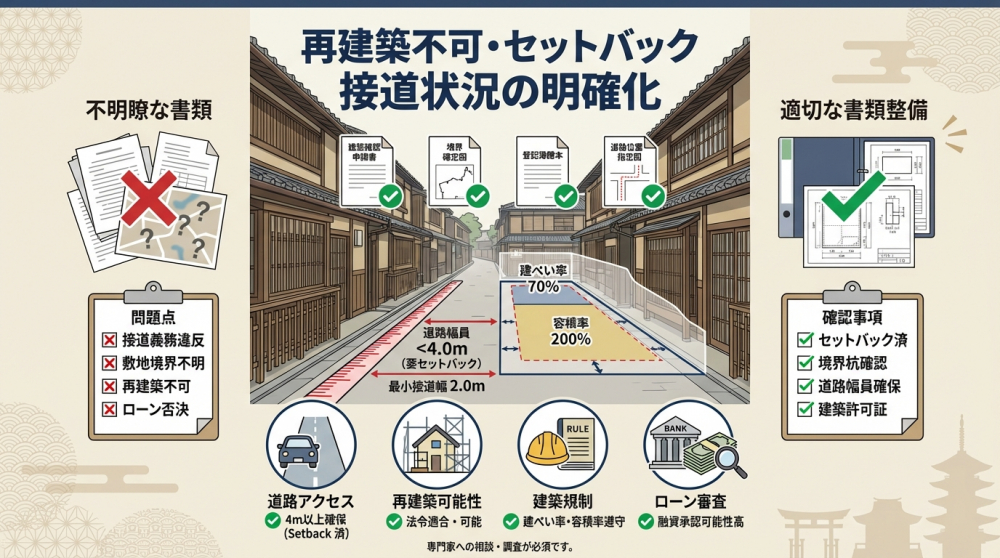 セットバック面積の明確化再建築可能かどうかの図