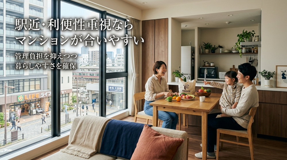 京都市内の駅近マンションで暮らすイメージ